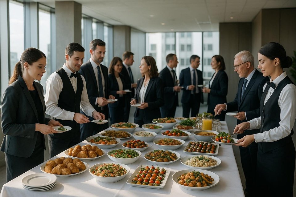 Corporate catering service for a business event